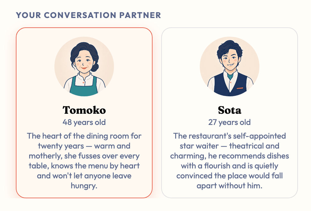 Choosing a conversation partner: two contrasting characters